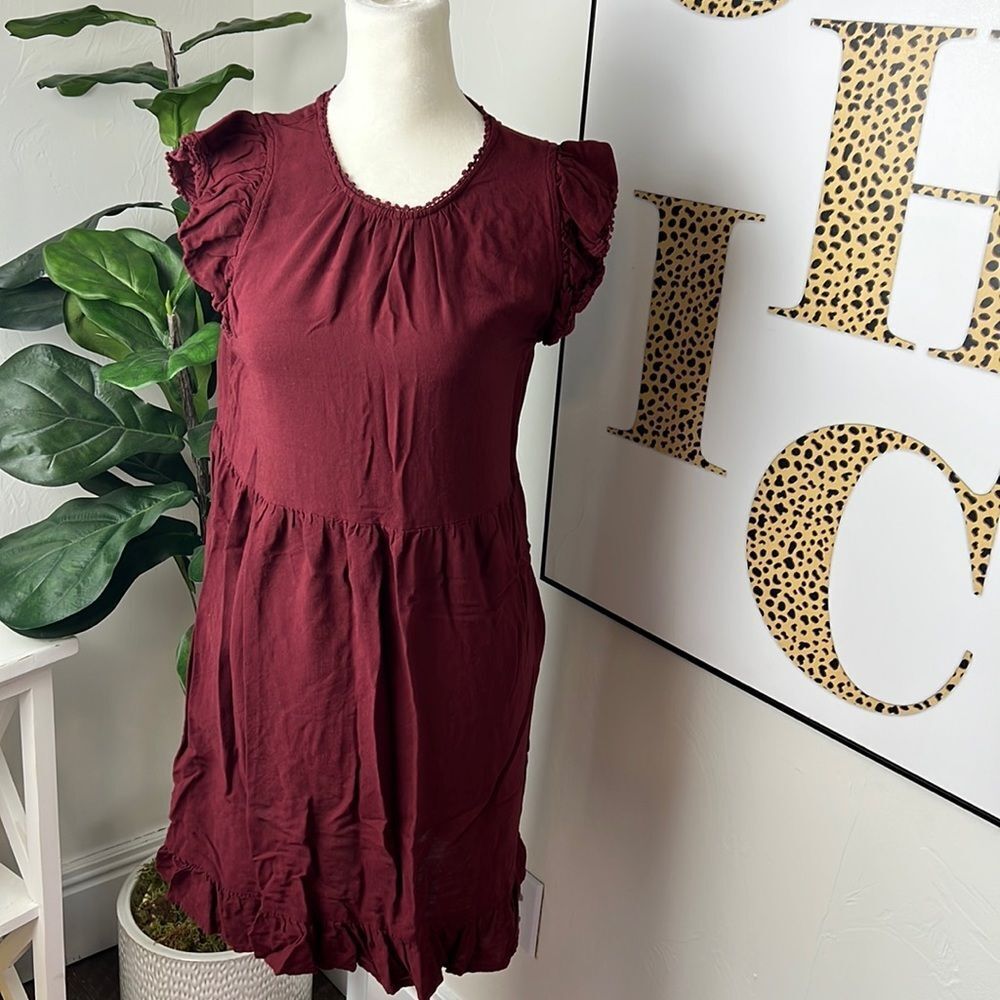 Deep Red Flutter Sleeveless Dress